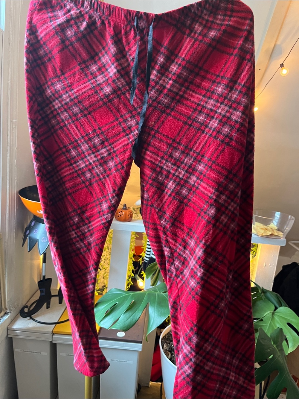 croft & barrow Red and Black Plaid Kids Leggings